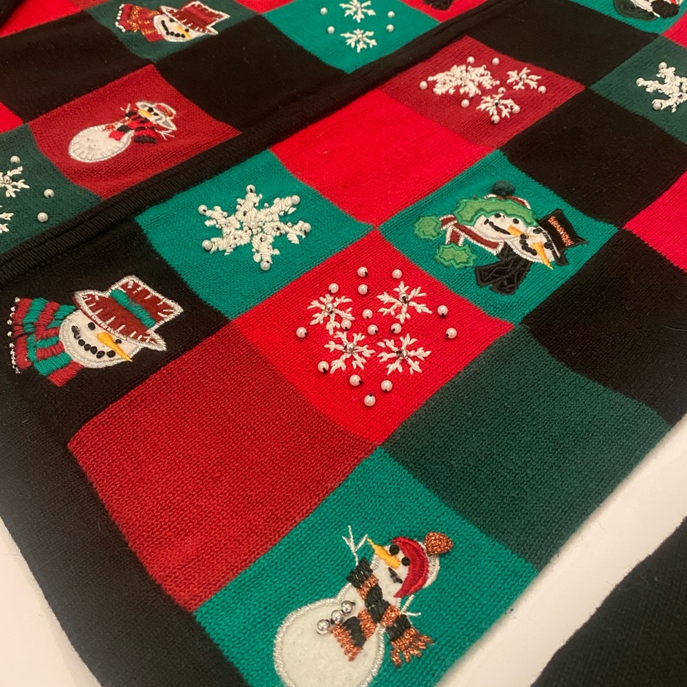 Vintage Basic Editions Holiday Winter Zip Sweater… - image 3